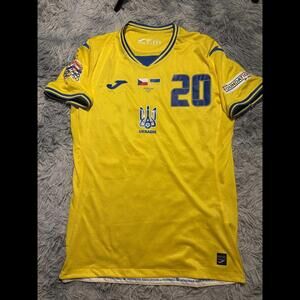 UKRAINE NATIONS LEAGUE 2024 VS CZECHIA MATCH WORN & SIGNED JERSEY Mudryk #20